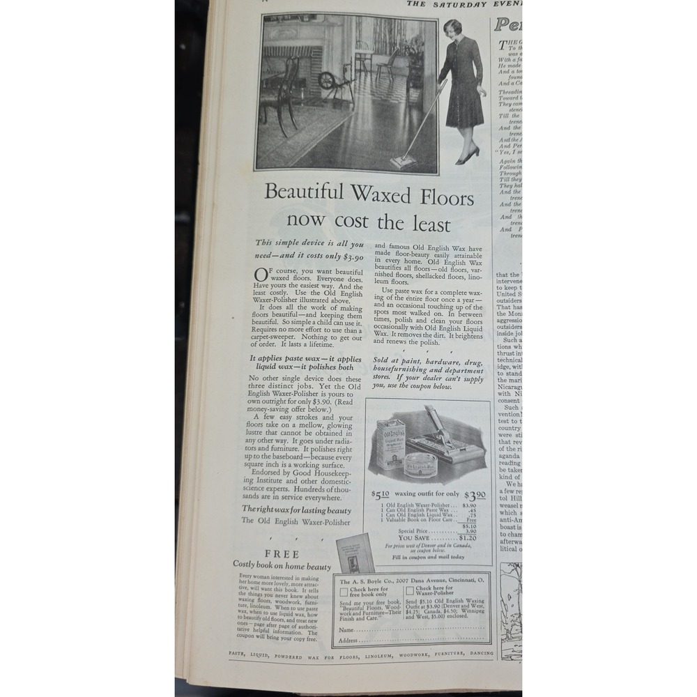 1927 Old English Waxer Polisher WAXED FLOORS NOW COST THE LEAST Print Ad